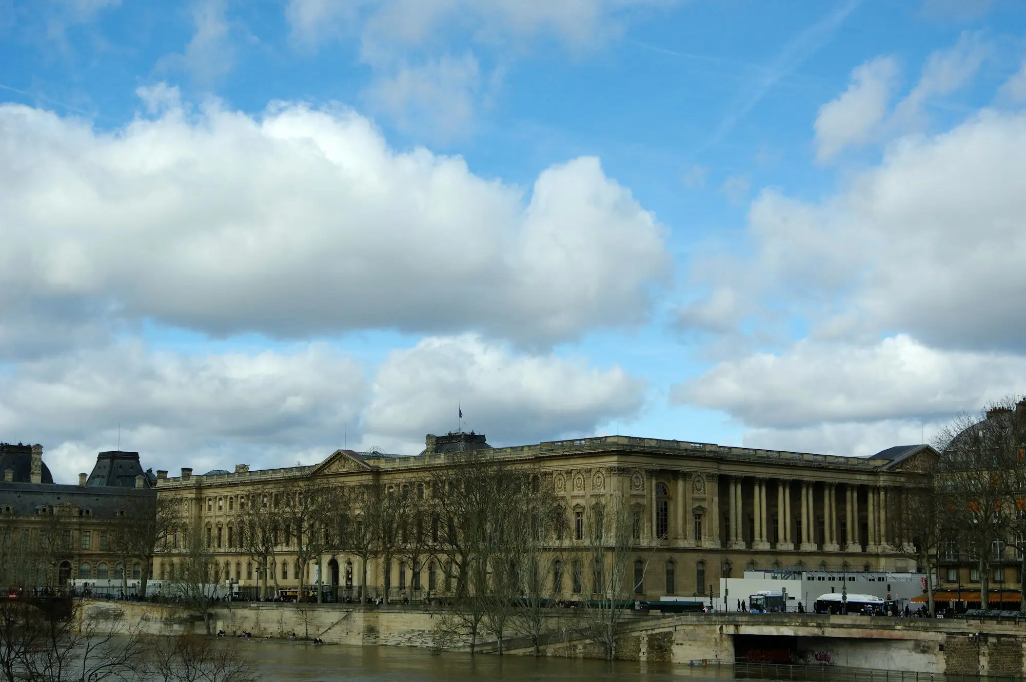 Grand building with columns beside a river, the kind of bank where a loan was declined